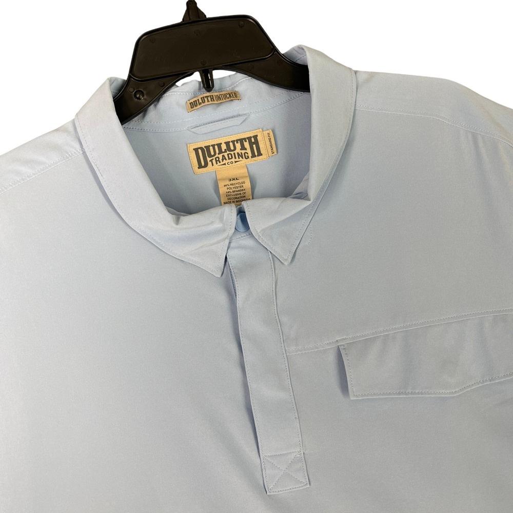 Duluth Polo Shirt Mens 3XL Blue Button Up Standard Fit Moisture Wicking Golf